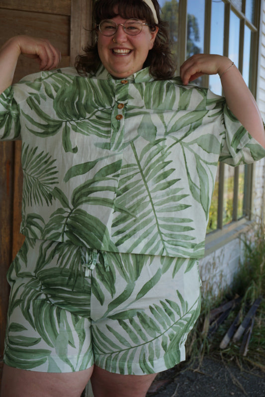 Watercolour Palm linen blend shirt