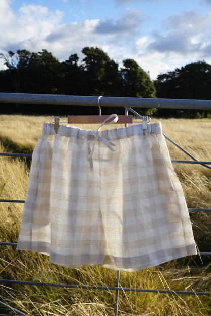 Bone Gingham Linen shorts