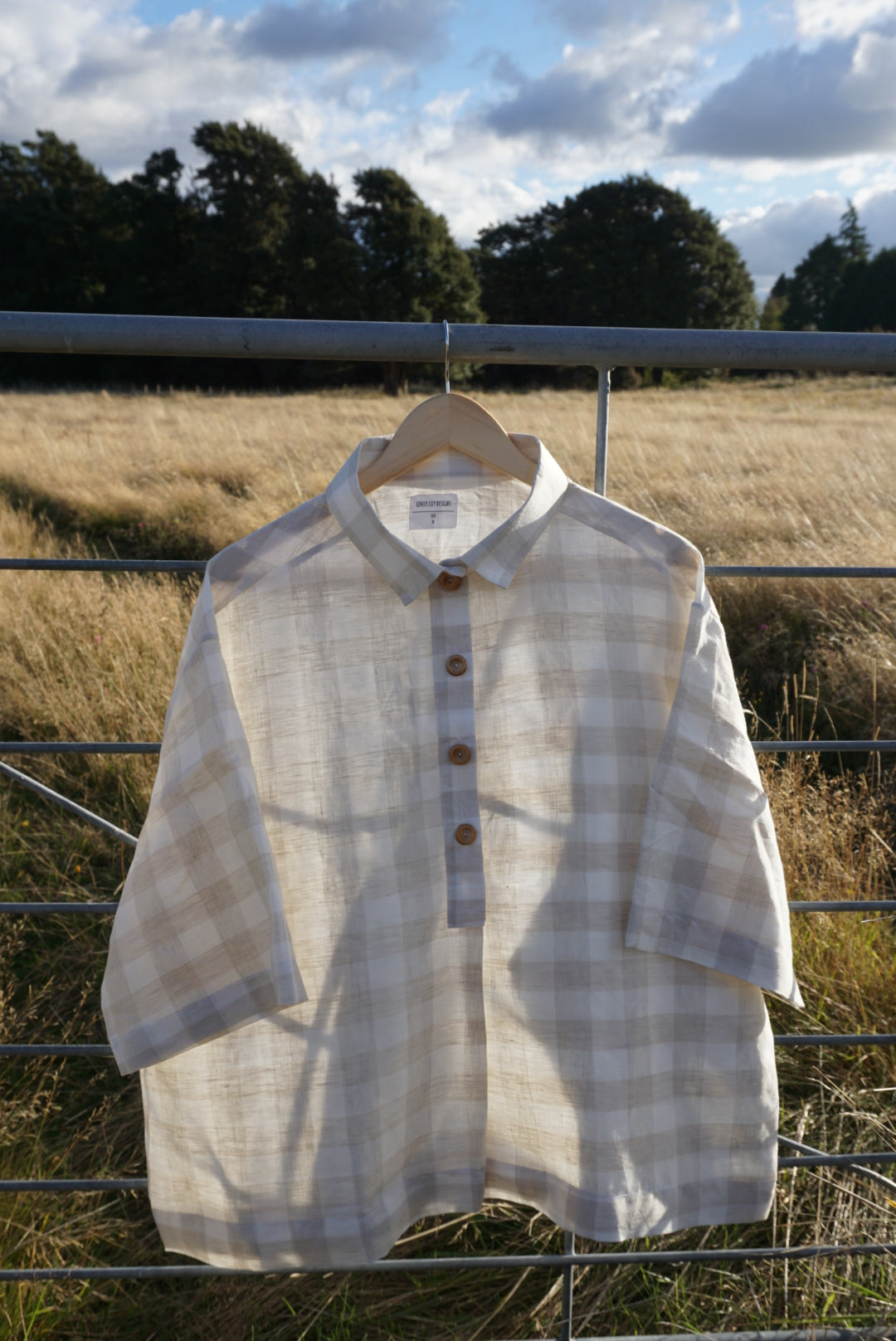 Bone gingham Linen Shirt