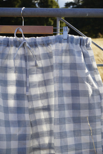 Duck egg gingham Linen shorts